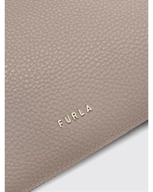 Furla Gray Ava Grained Leather Tote Bag