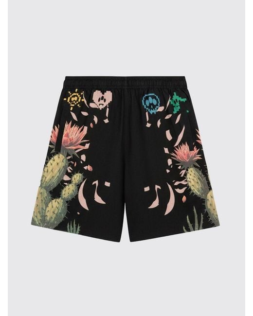Barrow Black Printed Cotton Shorts for men