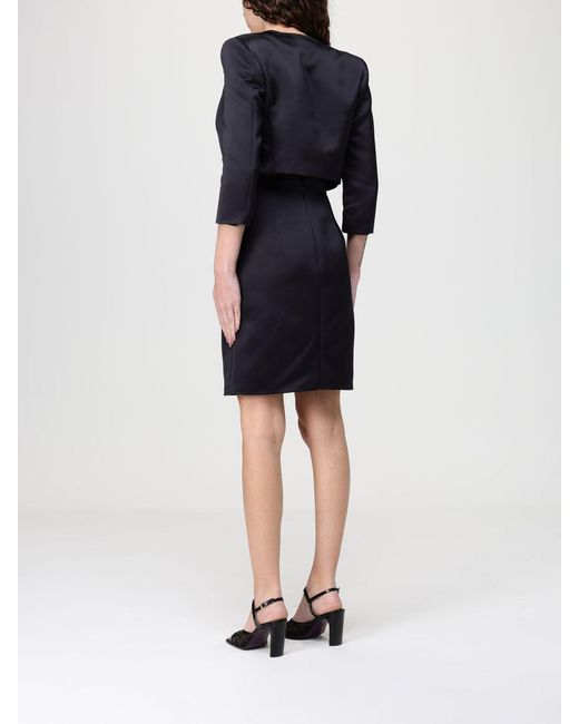 Elisabetta Franchi Blue Duchesse Dress With Crop Jacket