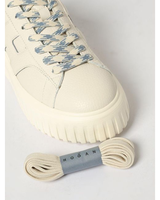 Hogan Natural H-Stripes Hammered Leather Sneakers