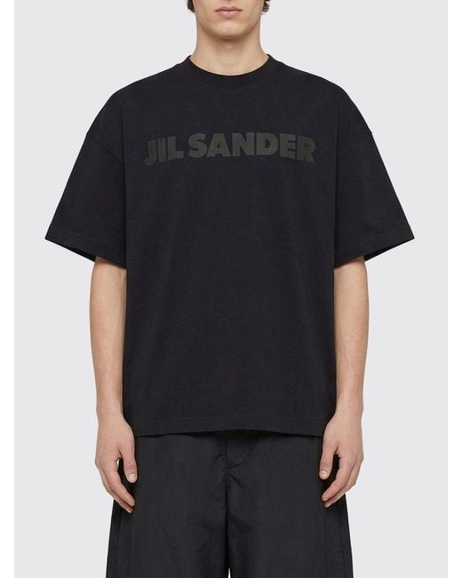 Jil Sander Black Cotton T-Shirt With Logo Print for men