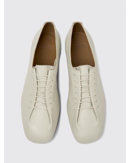 Camper White Casi Myra Leather Derby Shoes