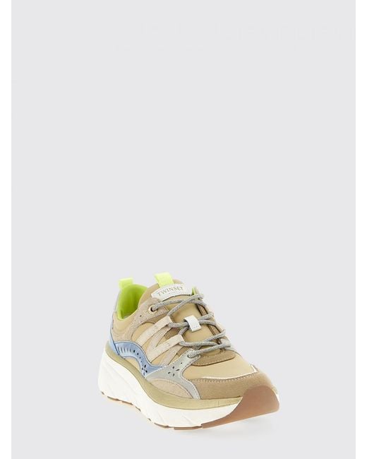 Twinset White Nylon And Suede Sneakers