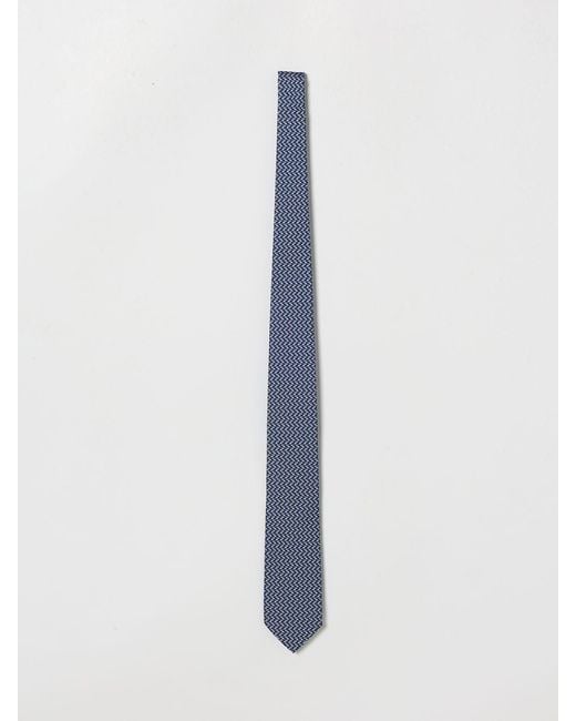 Ferragamo White Pelican Print Silk Tie for men