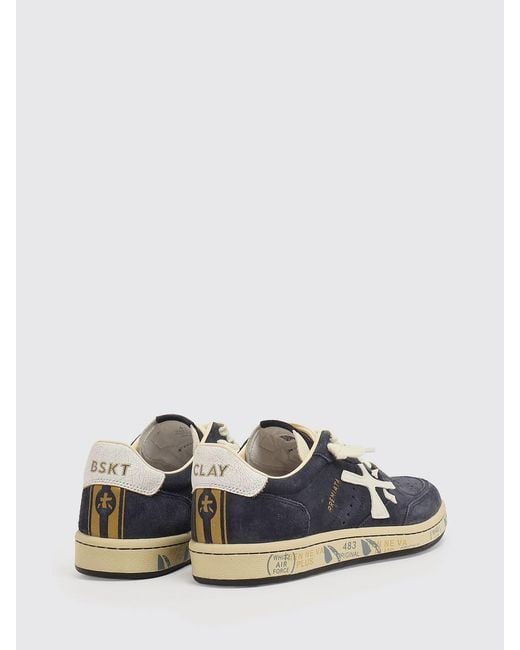 Premiata White Clay Leather Sneakers for men