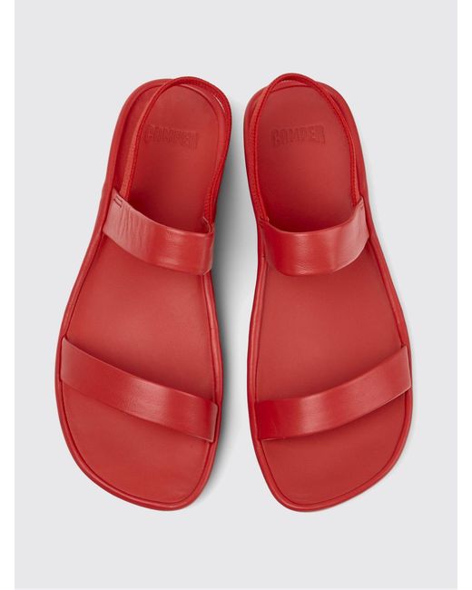 Camper Red Right Isla Leather Sandals