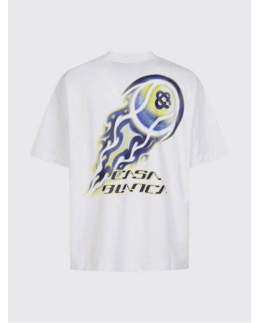 Casablanca White Stretch Cotton T-Shirt With Logo Print for men