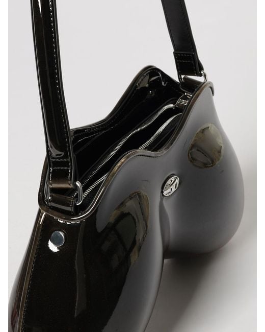 DIESEL Black Double-D Patent Leather Bag