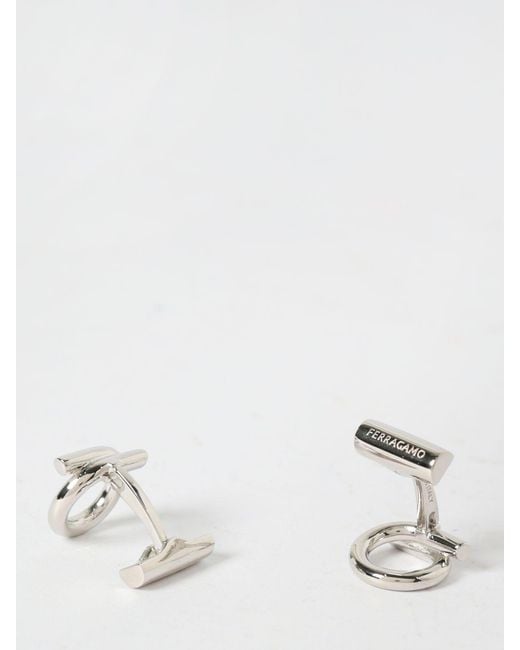 Ferragamo White Gancini Brass Cufflinks for men