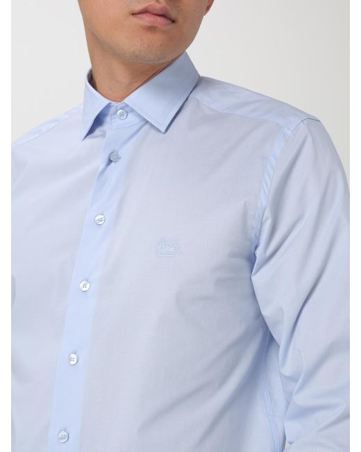 Etro Blue Classic Poplin Shirt for men