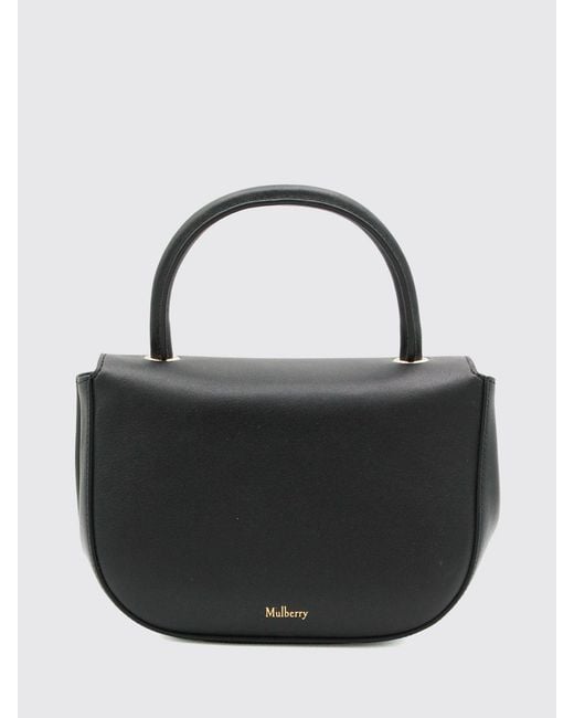 Mulberry Black Small Leather Handbag With Removable Strap And Top Handle