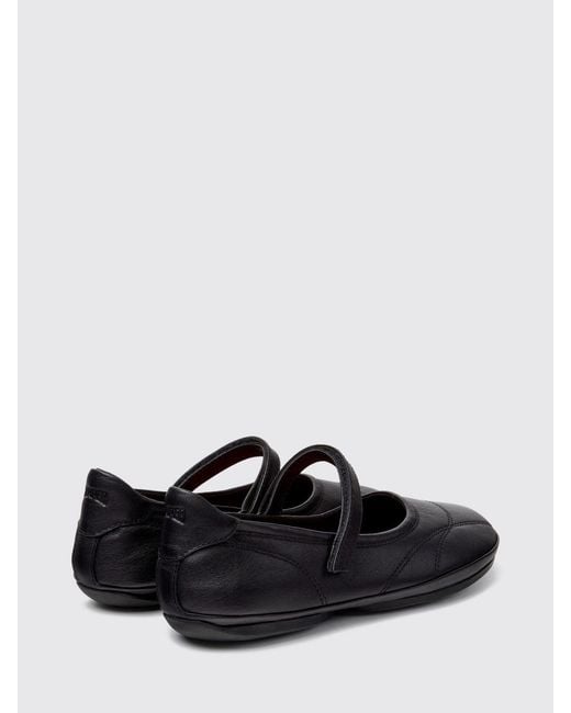 Camper White Right Nina Leather Mary Jane Flats With Velcro Strap
