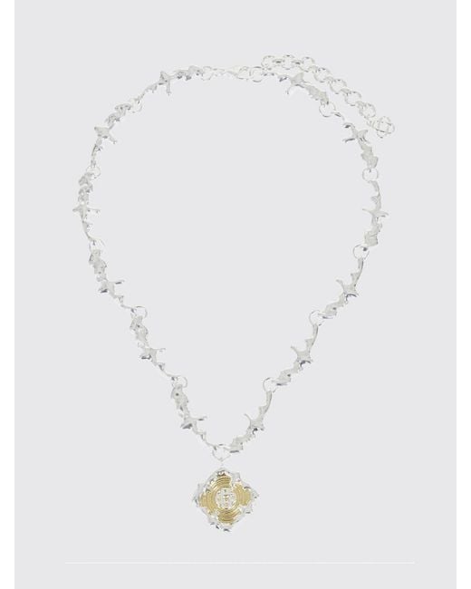 Casablanca White Splash Brass Necklace With Monogram Pendant