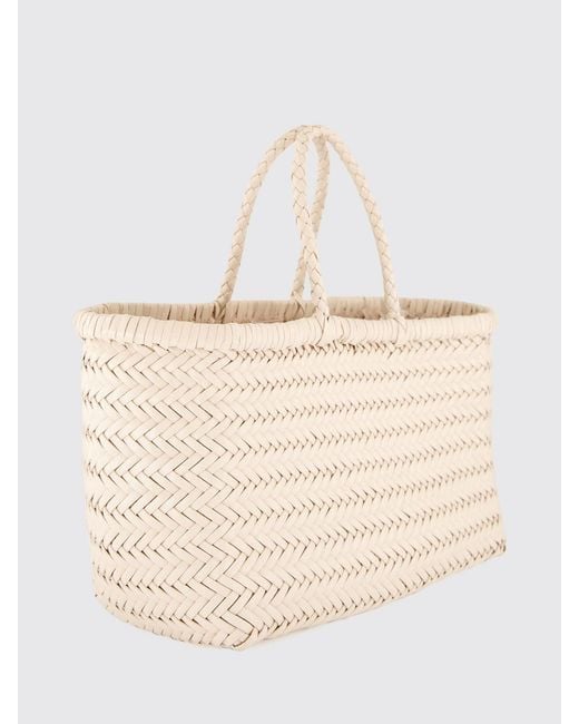 Dragon Diffusion Natural Triplo Salto Woven Leather Handbag With Double Handle