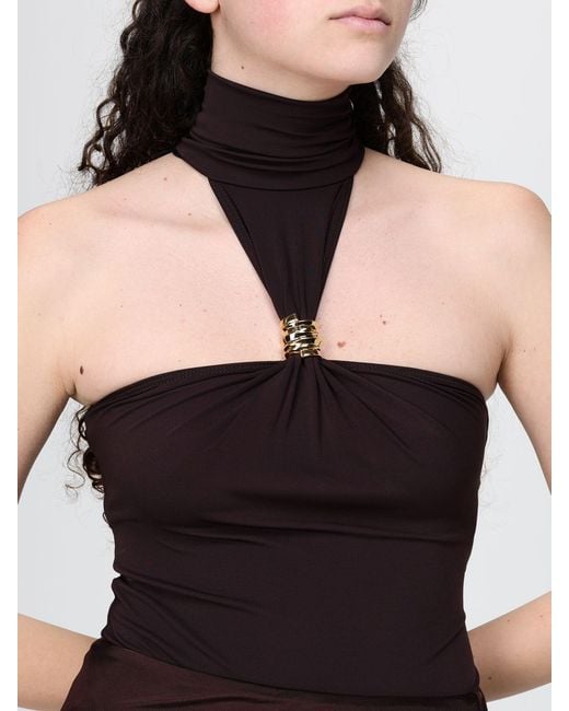 Elisabetta Franchi Black Cut-Out Viscose Bodysuit Top