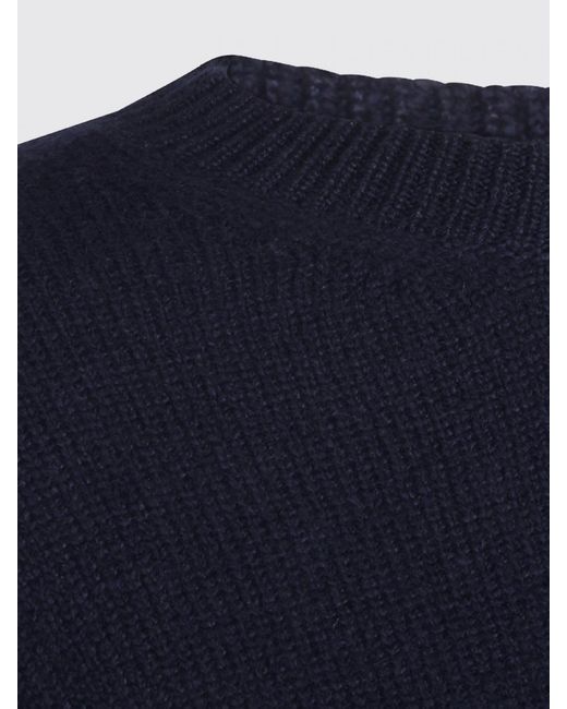 Khaite Blue Crew-Neck Pure Cashmere Jumper With Ribbed Trims
