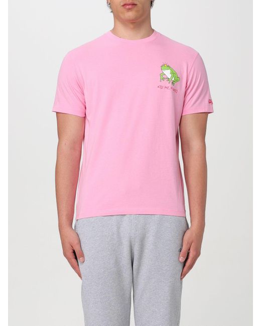 T-shirt Kiss Me Please in cotone di Mc2 Saint Barth in Pink da Uomo