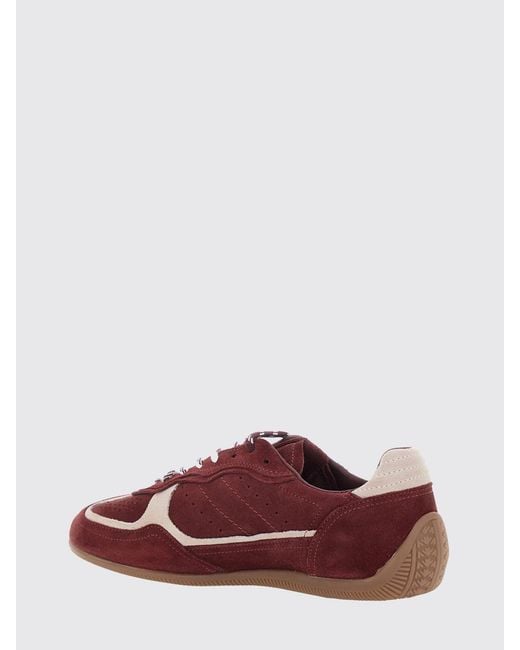 Alohas Red Two-Tone Leather And Suede Sneakers With Printed Logo