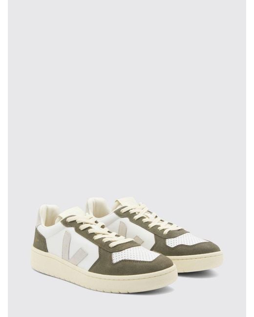 Veja Natural V-82 O.T. Leather Sneakers With Perforated Toe And Contrast Logo for men