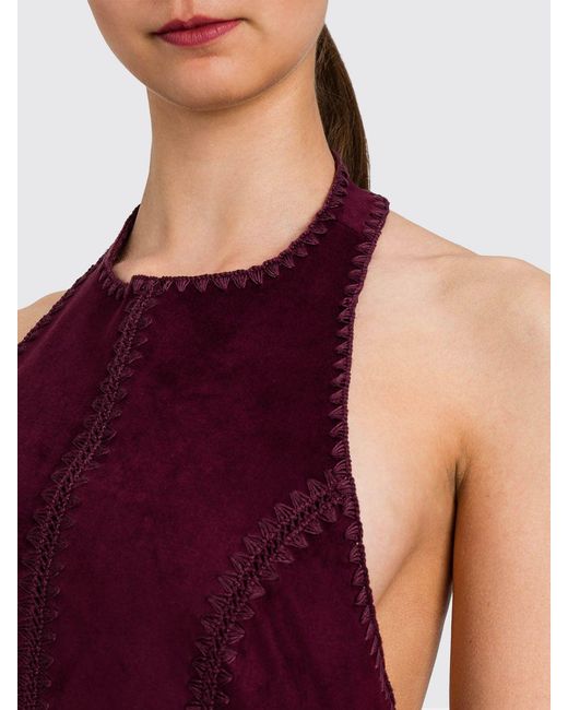 Twinset Purple Faux Suede Midi Dress