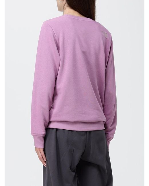 The North Face Purple Drew Peak Light Cotton Crewneck Sweatshirt With Embroidered Logo