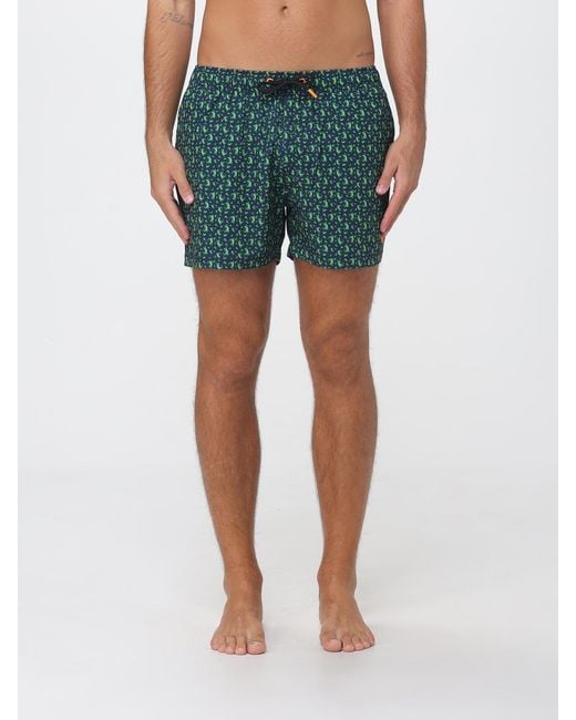 Save The Duck Blue Graphic Print Swim Shorts With Elasticated Drawstring Waist By for men
