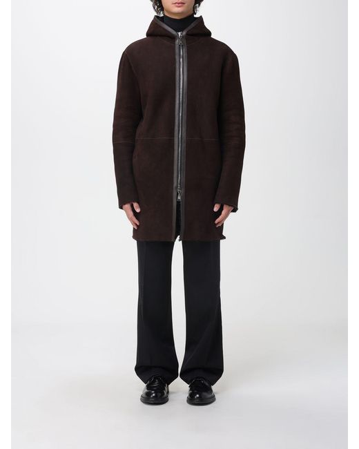Tagliatore Black Shearling Coat for men