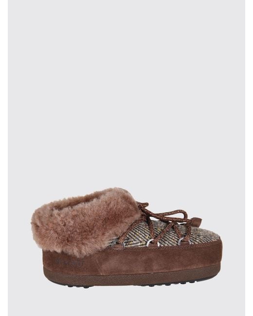 Moon Boot Brown Evx Chalet Suede And Chevron Knit Ankle Boots Guest