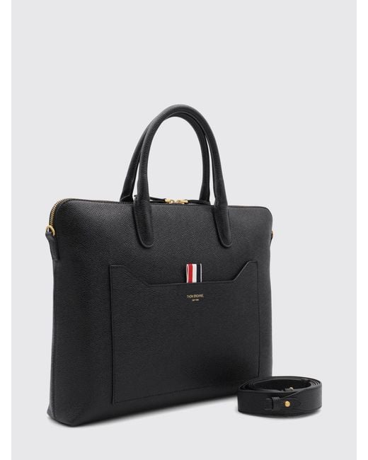 Thom Browne Black Grained Leather Bag for men
