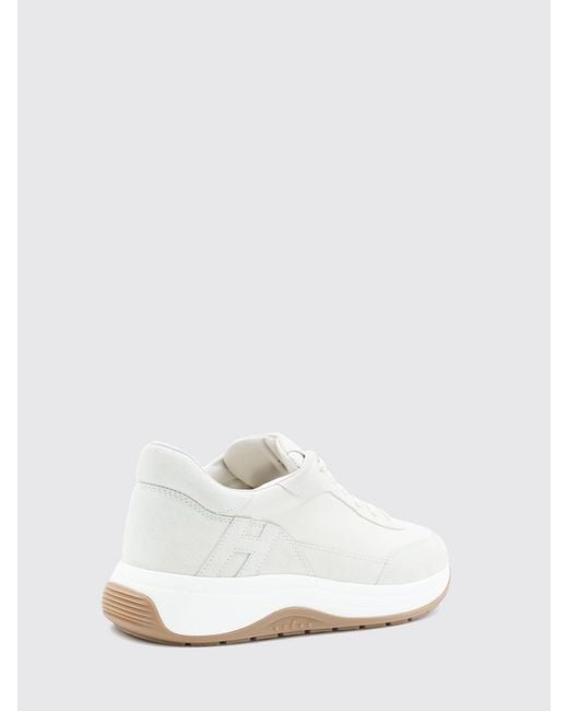Hogan White Hi-Light Smooth Leather And Suede Sneakers With H Logo for men