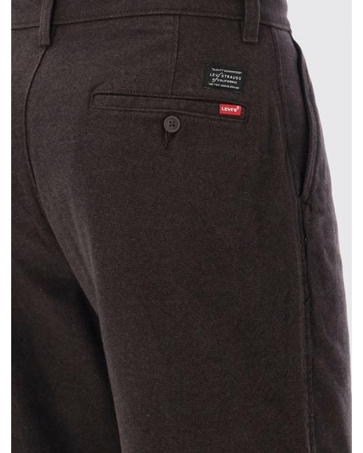 Levi's Black Baggy Wide-Leg Twill Chino Trousers With A Mid-Rise Waist for men