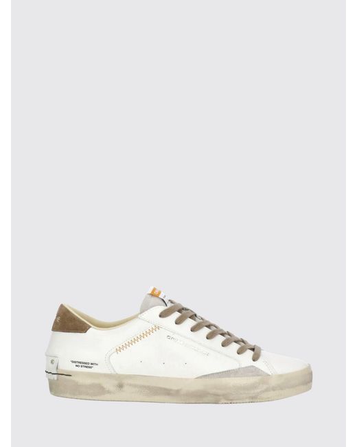 Crime London Natural Distressed Leather Sneakers for men