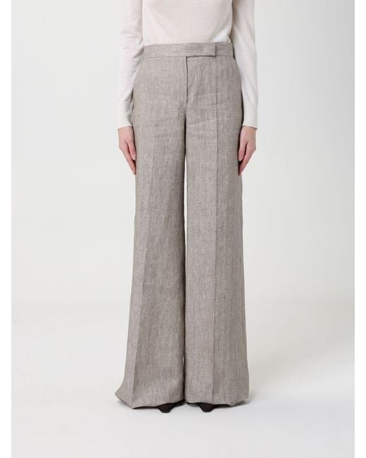 Max Mara Gray Deserto Linen Palazzo Trousers