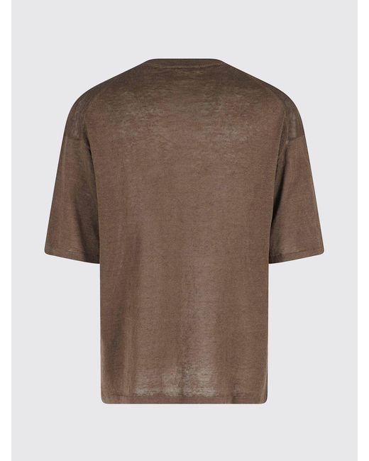 Roberto Collina Brown Linen T-Shirt for men