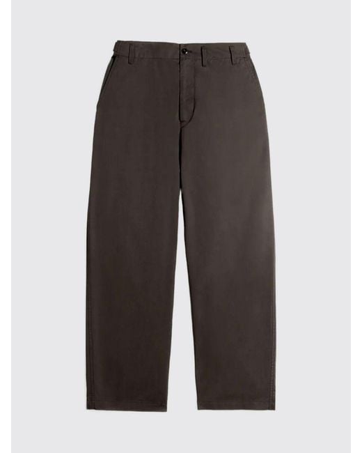 Lemaire Gray Wide-Leg Cotton Trousers With Mid-Rise Waist And Slash Pockets for men
