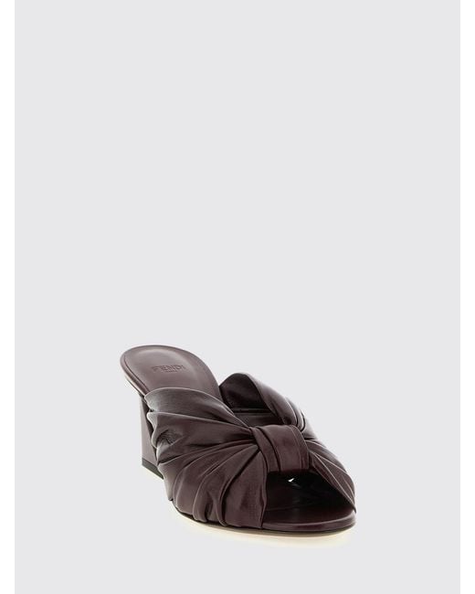 Fendi Brown Arco Draped Nappa Mules