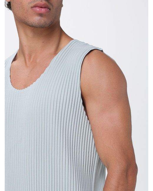 Homme Plissé Issey Miyake Blue Homme Plissé Issey Miyake Pleated Technical Crêpe Tank Top With U-Neck for men