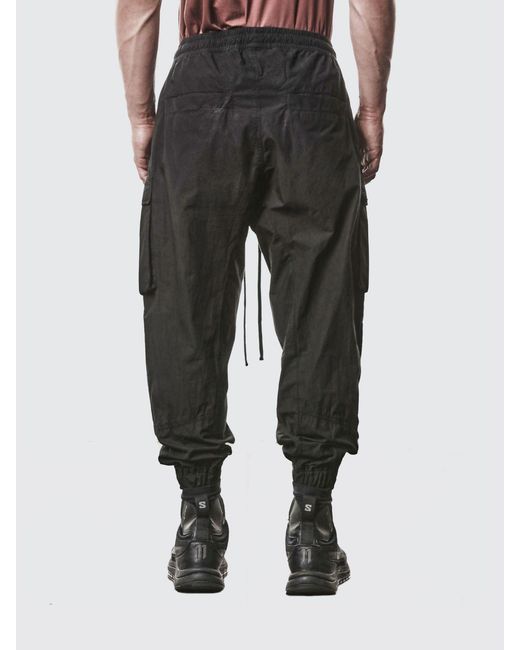 Thom Krom Black Cotton Cargo Trousers With Drawstring for men