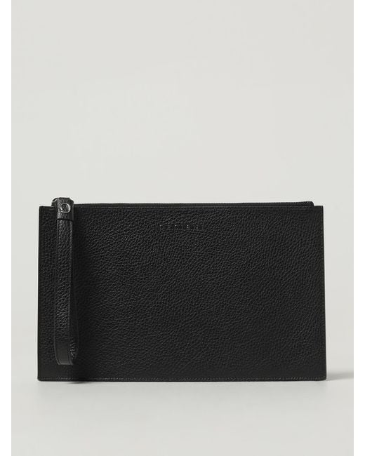 Orciani Black Hammered Leather Clutch for men