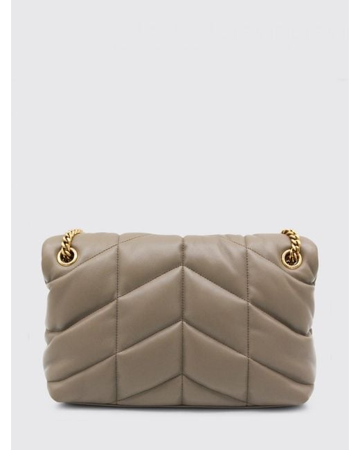 Saint Laurent Gray Puffer Small Quilted Chevron Nappa Bag