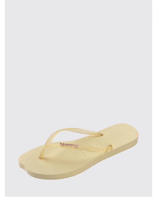 Havaianas Natural Slim Split Rubber Flip-Flops With Low Heel