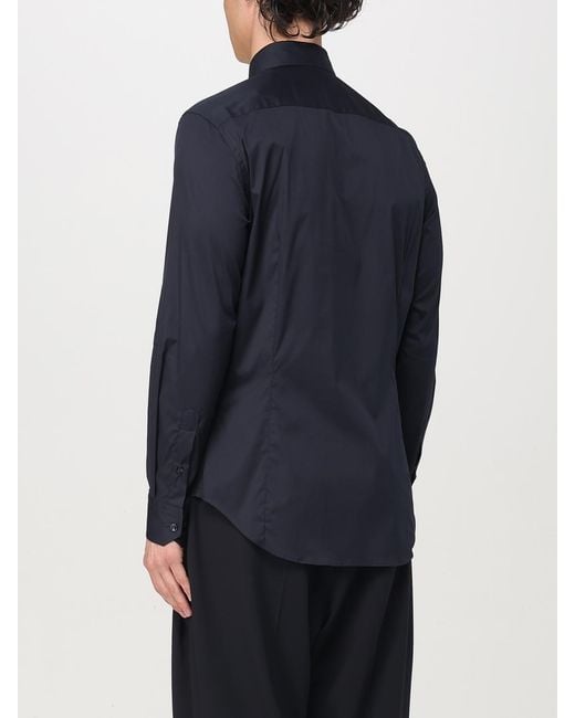 Giorgio Armani Blue Classic Stretch Cotton Shirt for men