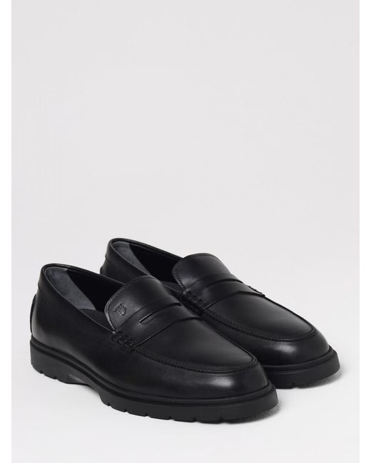 Tod's Black Leather Loafers for men