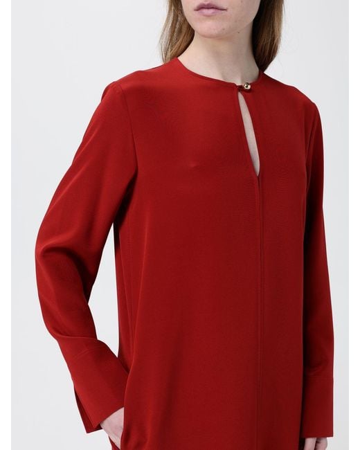 Max Mara Red Stretch Silk Midi Dress