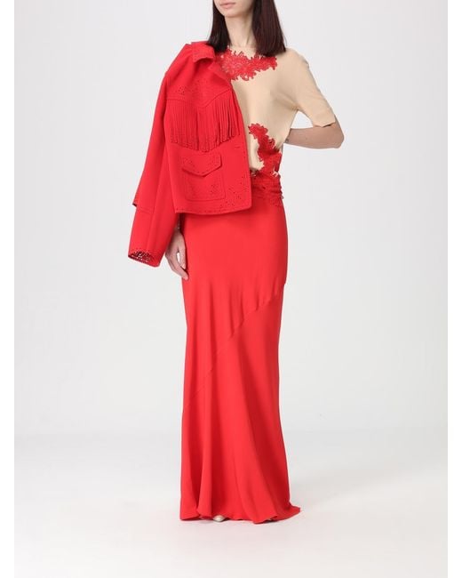 Ermanno Scervino Red Long Crêpe Skirt