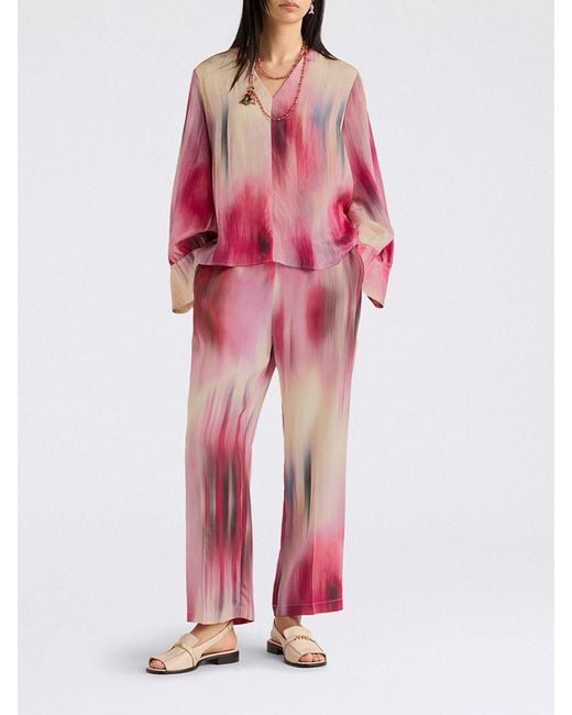 Momoní Pink MomonÌ Printed Viscose Palazzo Trousers