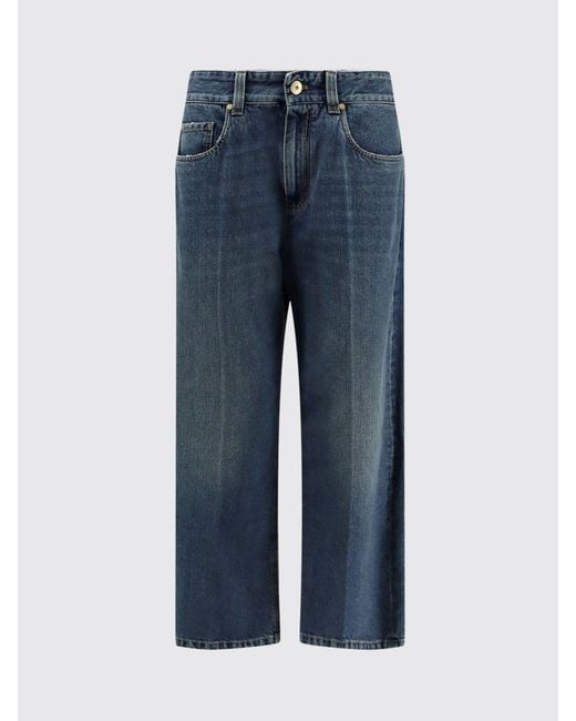 Brunello Cucinelli Blue Wide-Leg Cropped Jeans