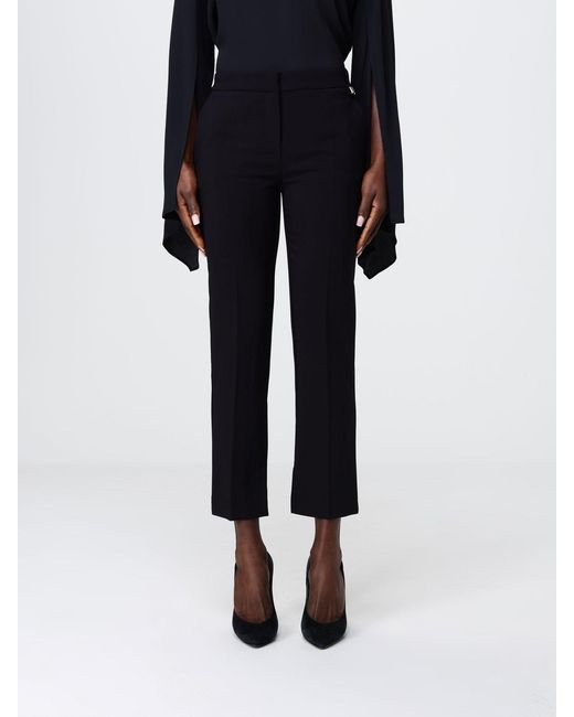 Elisabetta Franchi Black Crêpe Cropped Tailored Trousers