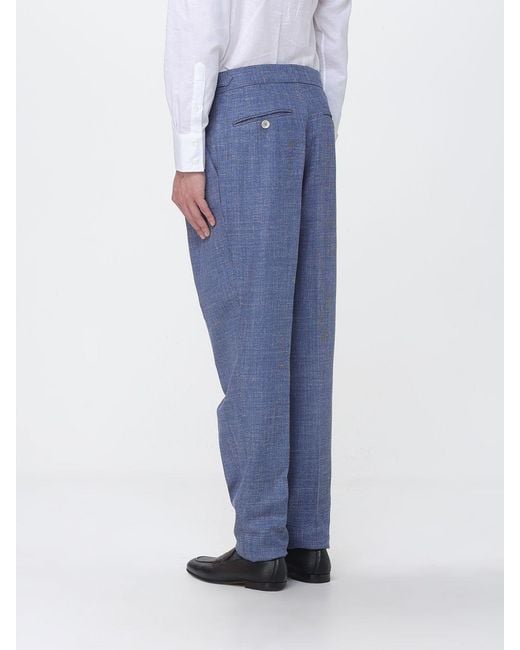Brunello Cucinelli Blue Sartorial Virgin Wool Blend Trousers for men