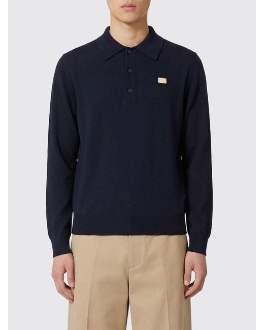 Valentino Blue Virgin Wool Knit Polo Shirt for men